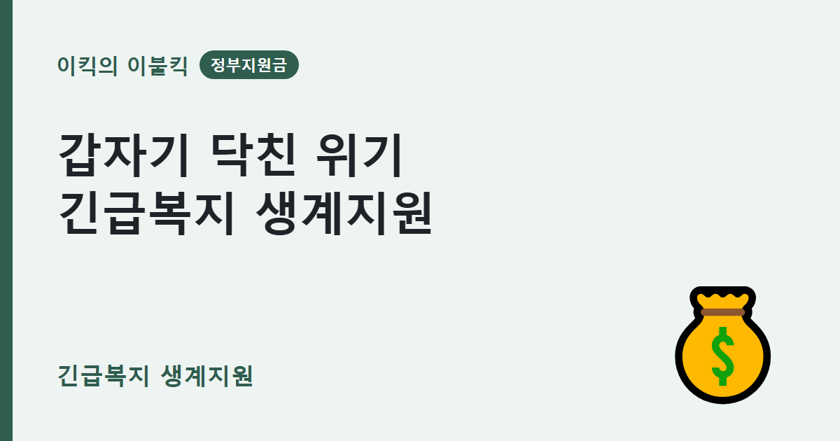 갑작스러운 위기 상황이라면 긴급복지생계지원금 신청조건 금액 확인하세요