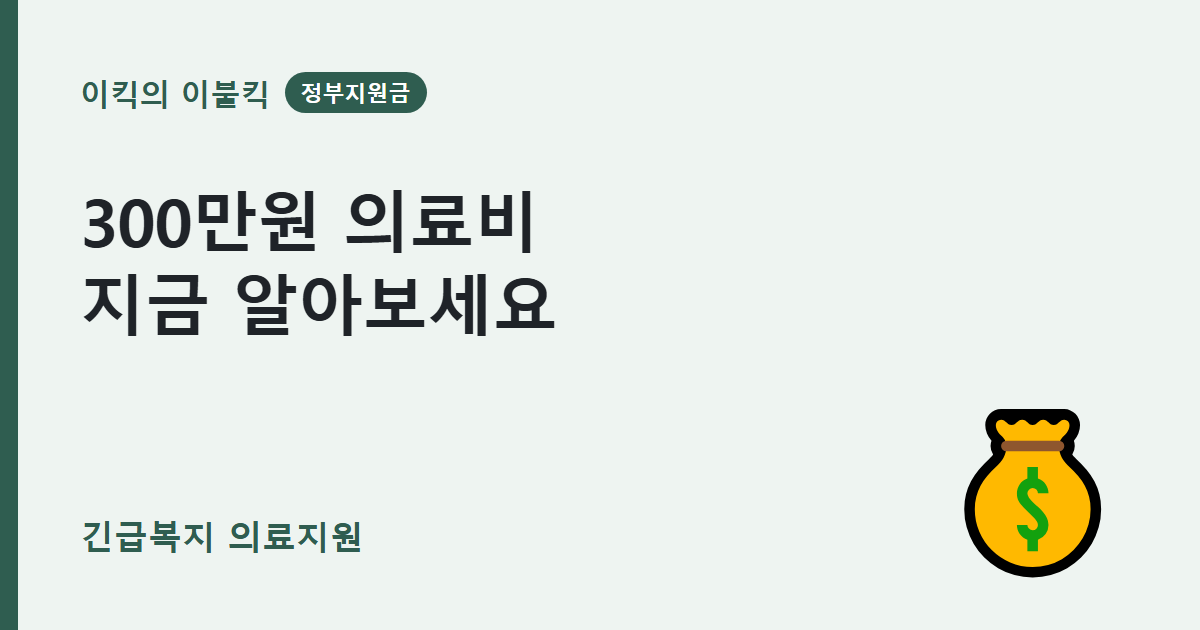 300만원 의료비 지원 놓치면 손해 긴급복지 의료지원 신청조건은 뭘까요